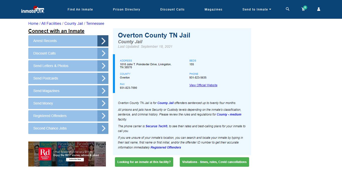 Overton County TN Jail - Inmate Locator - Livingston, TN
